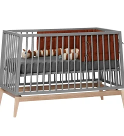 Senge-Leander Luna Babyseng - 120x60 - Grå/Eg