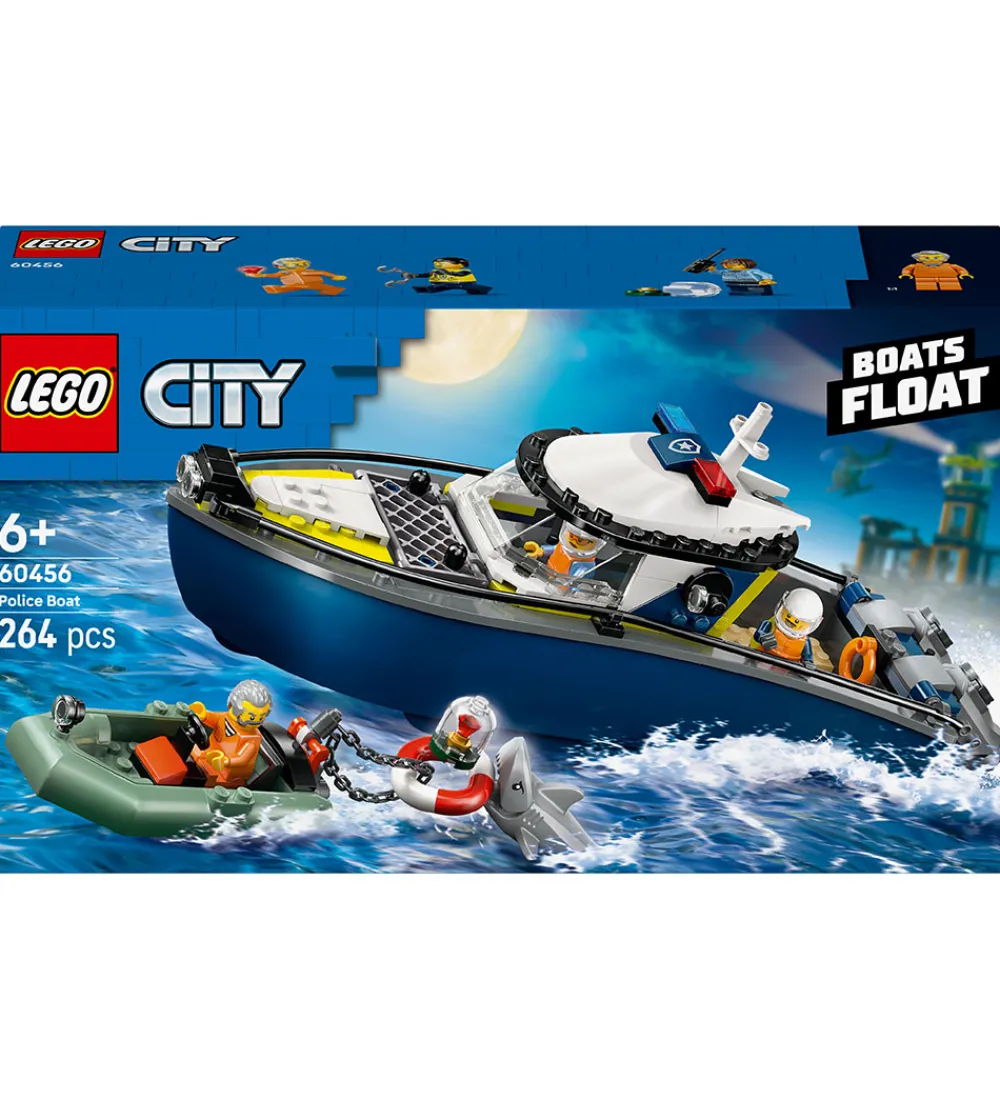 Lego®|Konstruktionslegetøj-LEGO® City - Politibåd På Forbryderjagt 60456 - 264 Dele