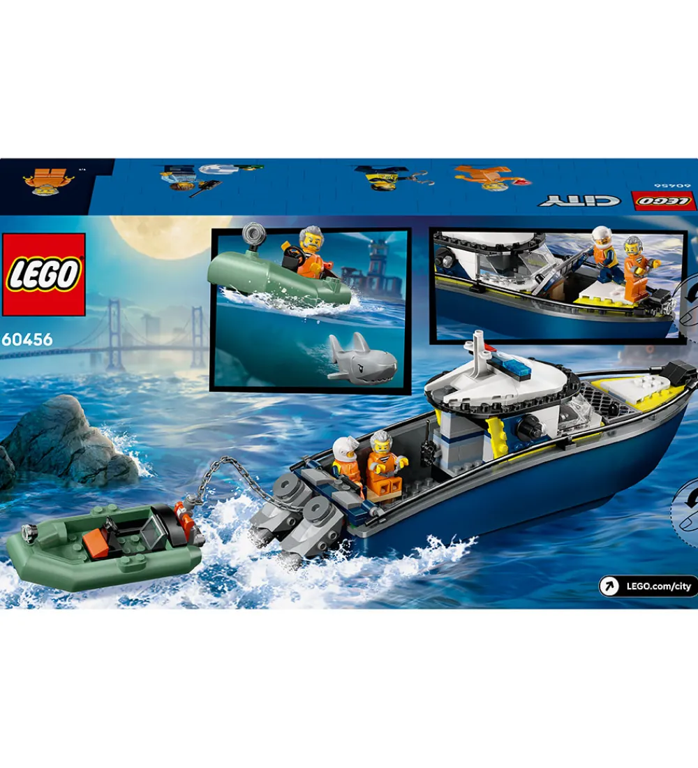 Lego®|Konstruktionslegetøj-LEGO® City - Politibåd På Forbryderjagt 60456 - 264 Dele