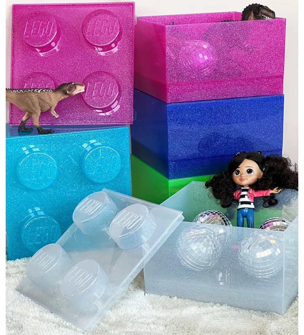LEGO® Storage Bokse Og Kasser|Opbevaring*Opbevaringsboks - 4 Knopper - Glitter Medium Viole