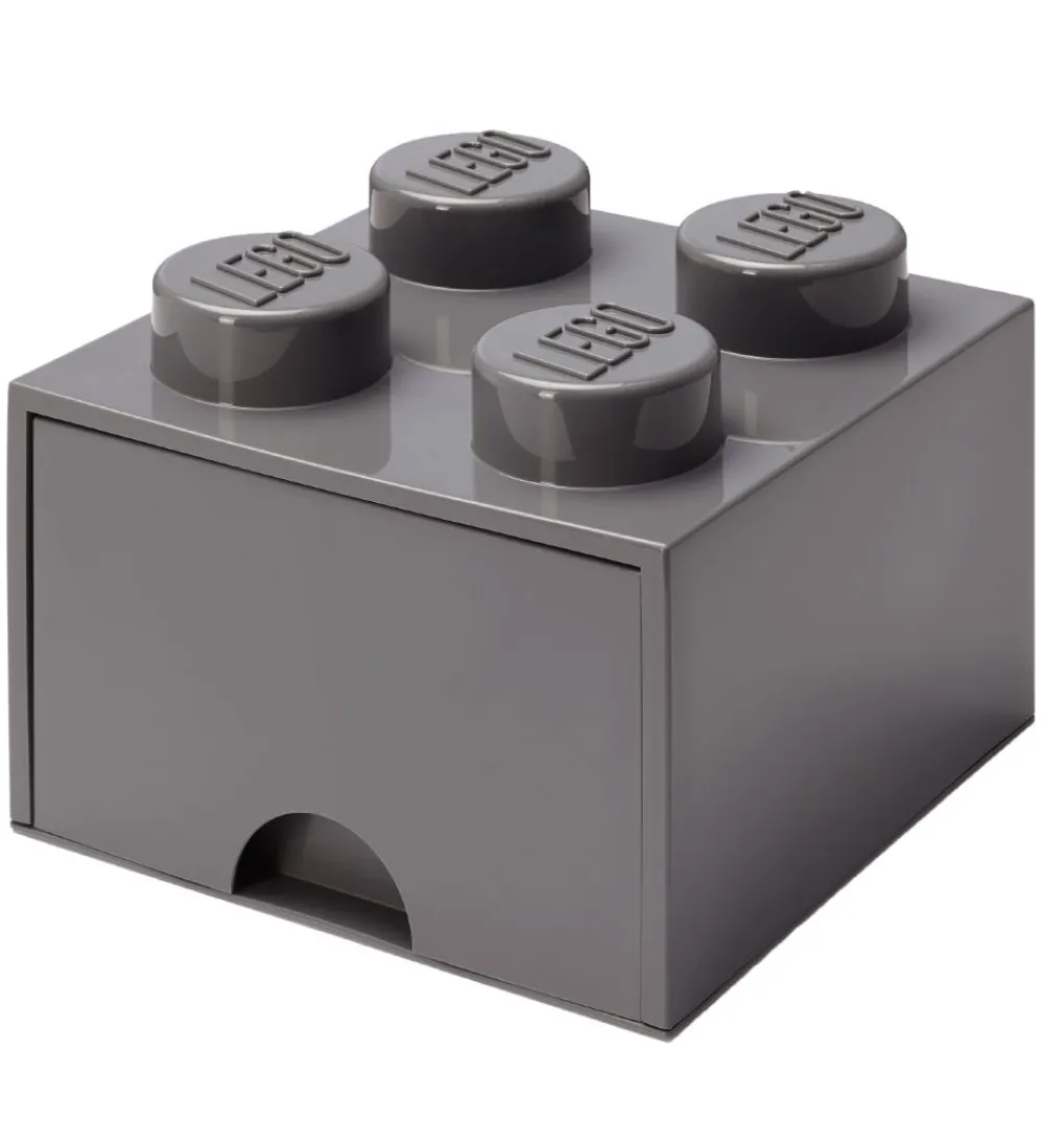 Skuffer-LEGO® Storage Opbevaringsskuffe - 4 Knopper - 25x25x18 - Mørkegr