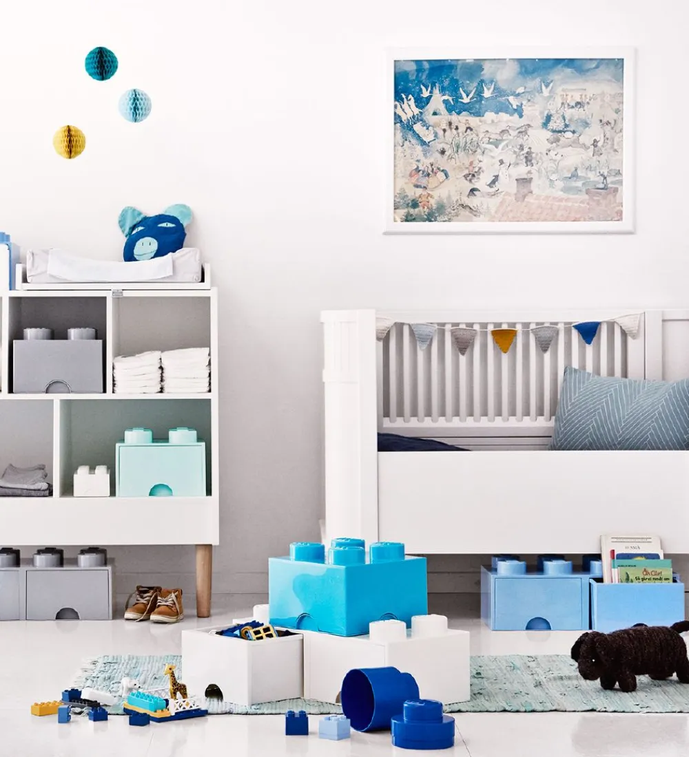 Skuffer-LEGO® Storage Opbevaringsskuffe - 8 Knopper - 50x25x18 - Lyseblå