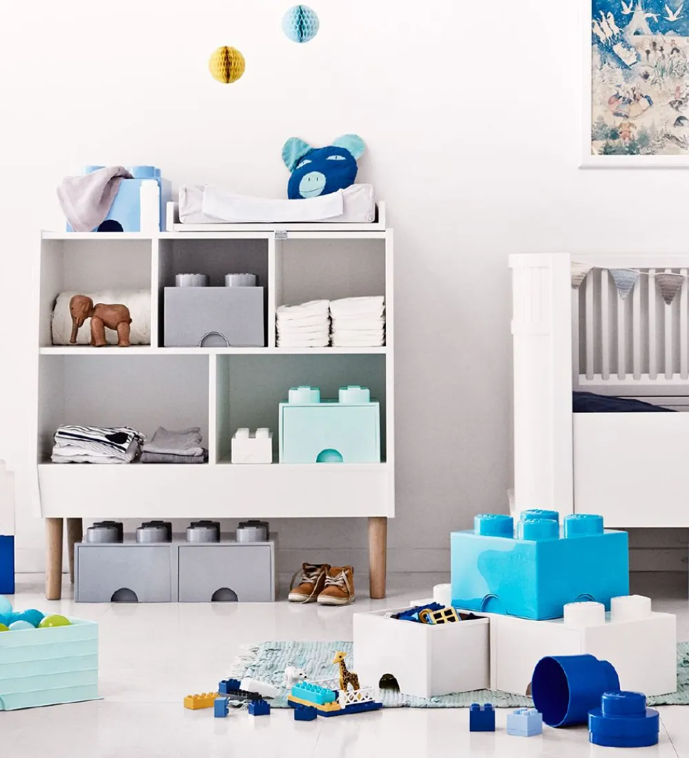 Skuffer-LEGO® Storage Opbevaringsskuffe - 4 Knopper - 25x25x18 - Lyseblå