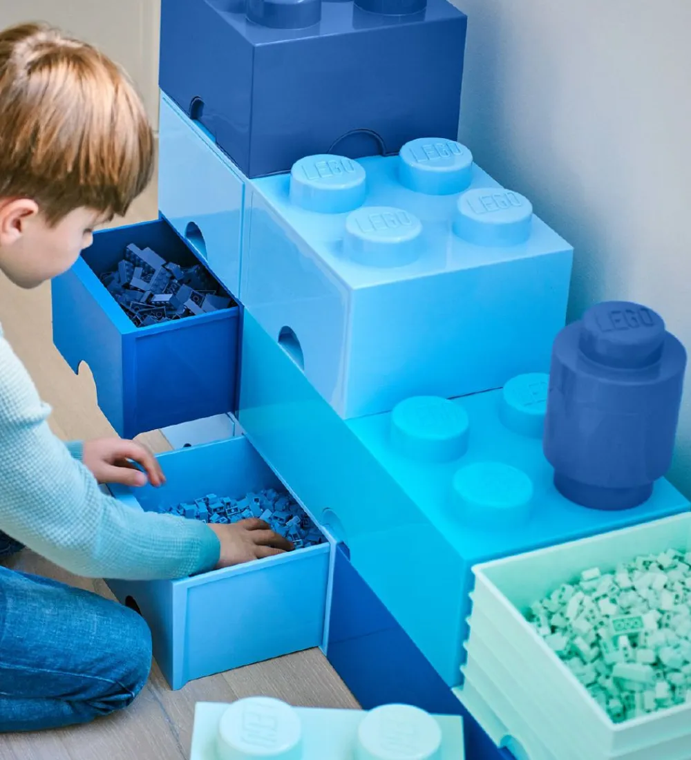 Skuffer-LEGO® Storage Opbevaringsskuffe - 4 Knopper - 25x25x18 - Lyseblå