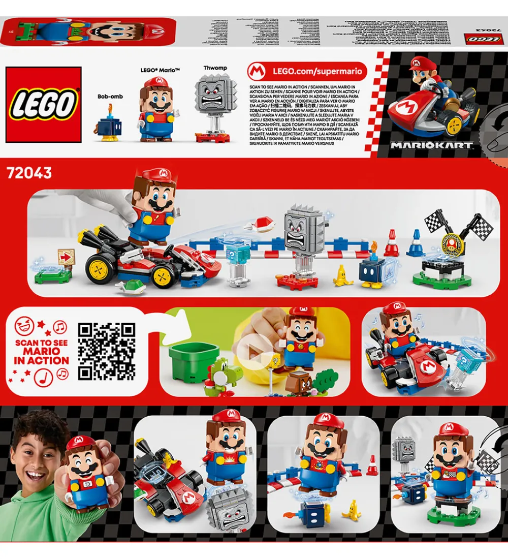 Lego®|Konstruktionslegetøj-LEGO® Super Mario - Mario Kart Interaktiv Mario 72043 - 278 Dele