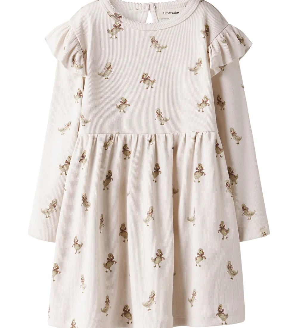 Kjoler|Juletøj-Lil Atelier Lil' Atelier Kjole - Rib - NbfLavo - Almost Mauve/Goose
