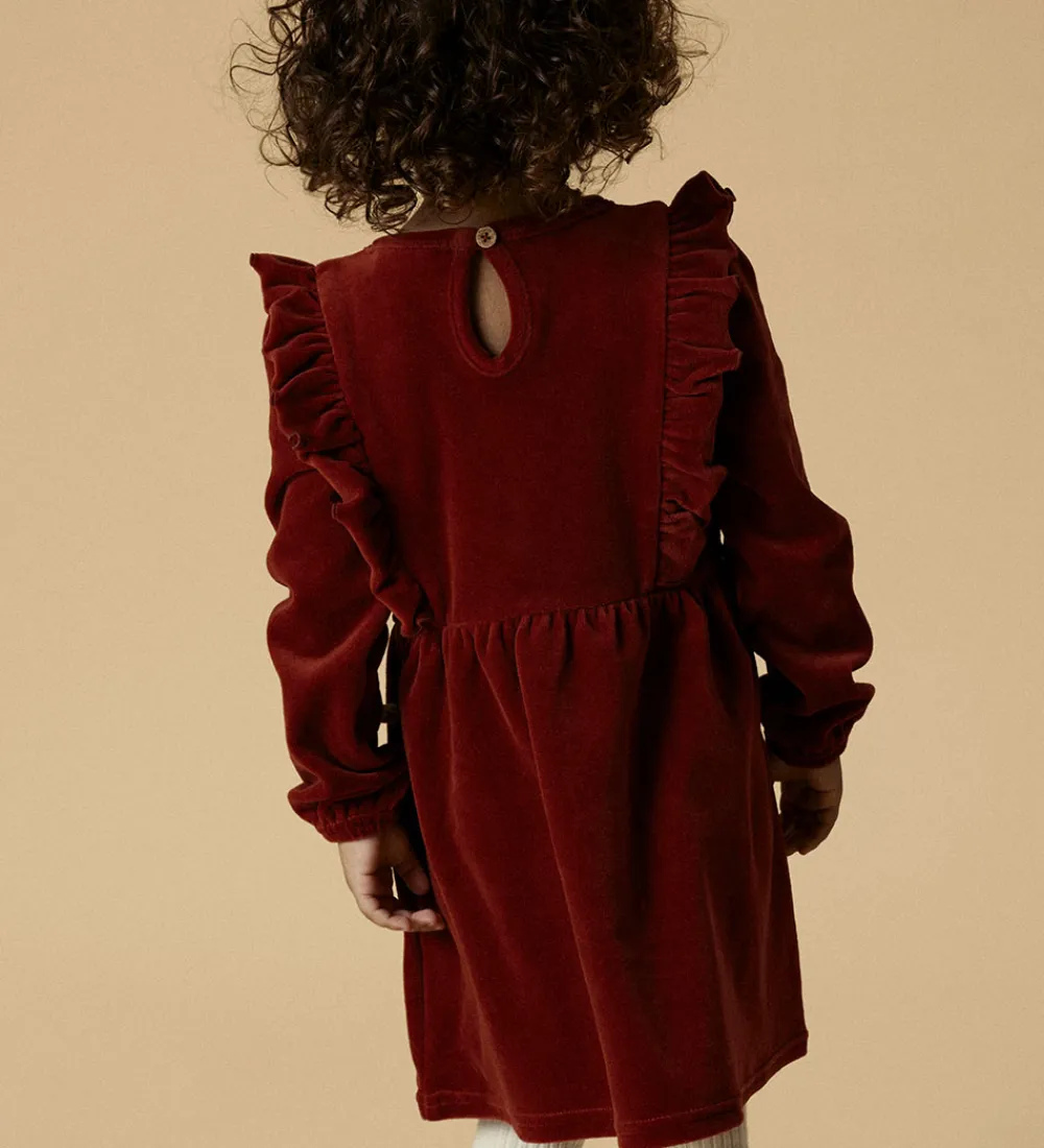Lil Atelier Kjoler*Lil' Atelier Kjole - Velour - NmfSaga - Red Dahlia