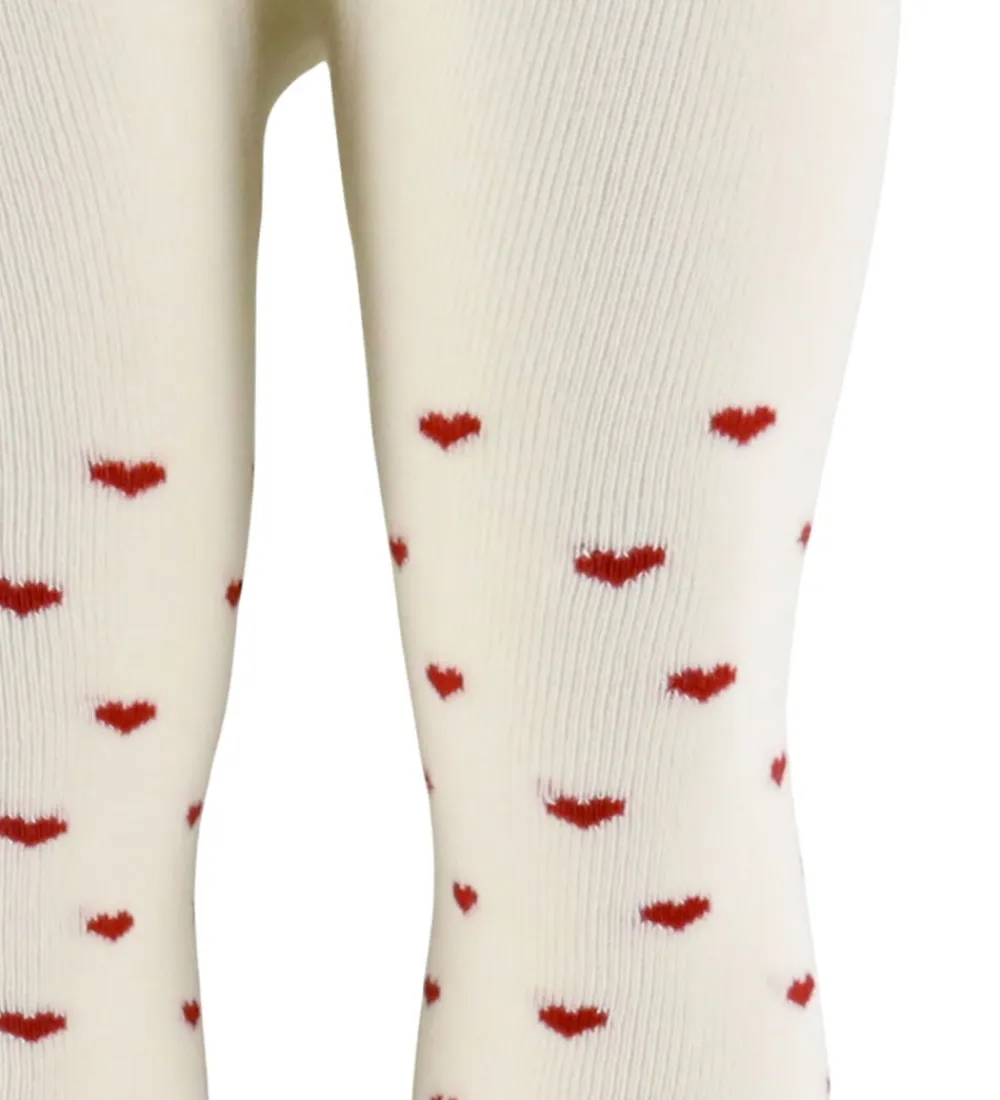 Strømpebukser-Lil Atelier Strømpebukser - NbfReba - Turtledove/Red Hearts