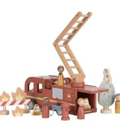 Little Dutch Trælegetøj|Biler, Tog Og Køretøjer*Brandbil m. Træfigurer - Træ - Rød