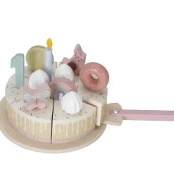 Trælegetøj|Legemad-Little Dutch Fødselsdagskage - 26 Dele - Træ - Rosa