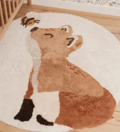 Little Dutch Tæpper|Gulvtæpper*Gulvtæppe - 110x110 cm - Beige m. Ræv/Bi