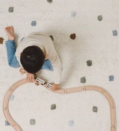 Little Dutch Tæpper|Gulvtæpper*Gulvtæppe - 120x170 cm - Beige m. Blå Prikker