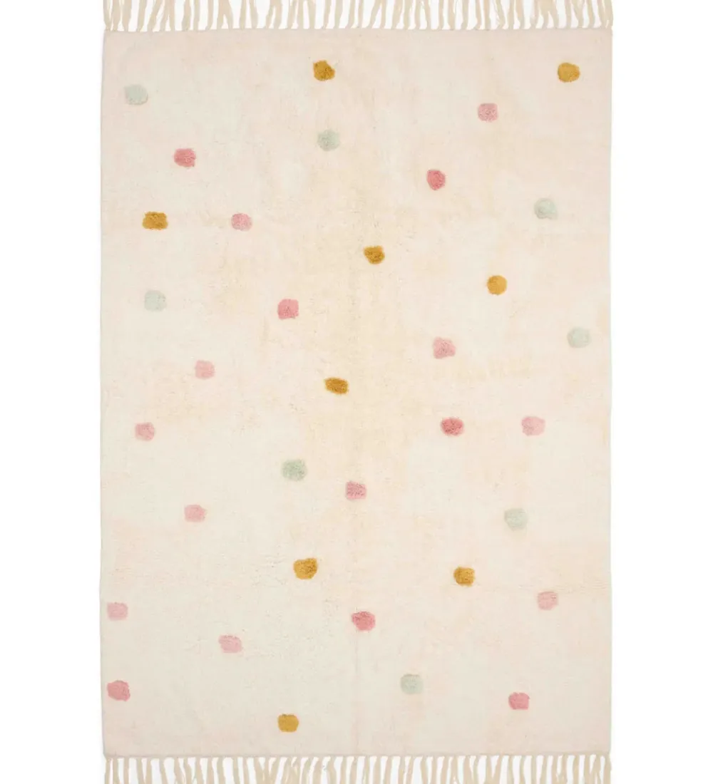 Tæpper|Gulvtæpper-Little Dutch Gulvtæppe - 120x170 cm - Beige m. Pink Prikker