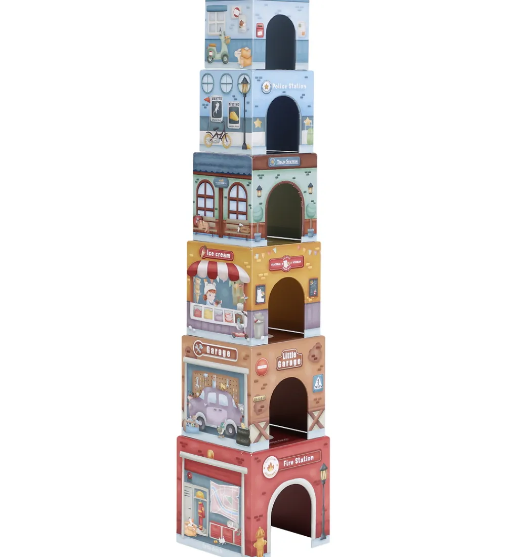 Trælegetøj-Little Dutch Stablekasser m. 6 Biler - Træ - Multi
