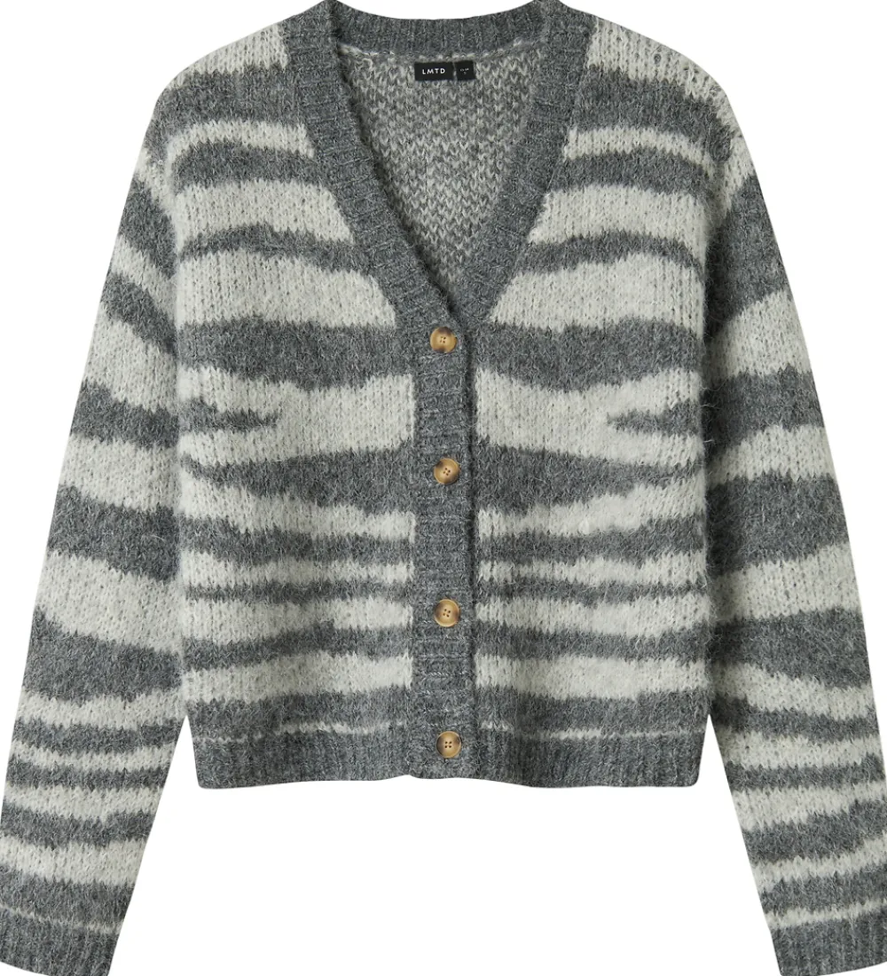 LMTD Cardigans*Cardigan - NlfNulos - Kort Strik - Dark Grey Melange