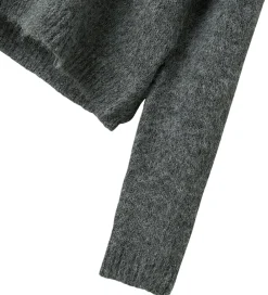 Hættetrøjer-LMTD Hættetrøje - Strik - NlfNulo - Dark Grey Melange