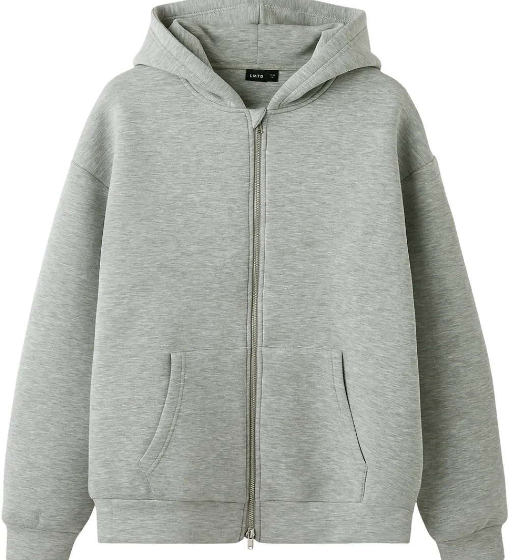 Cardigans-LMTD Scuba Cardigan - NlnHalfa - Light Grey Melange