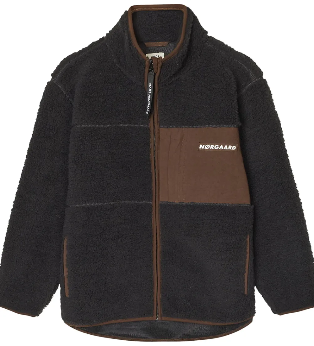 Mads Nørgaard Fleece*Fleecejakke - Teddy - Jeffo - Jet Black m. Brun