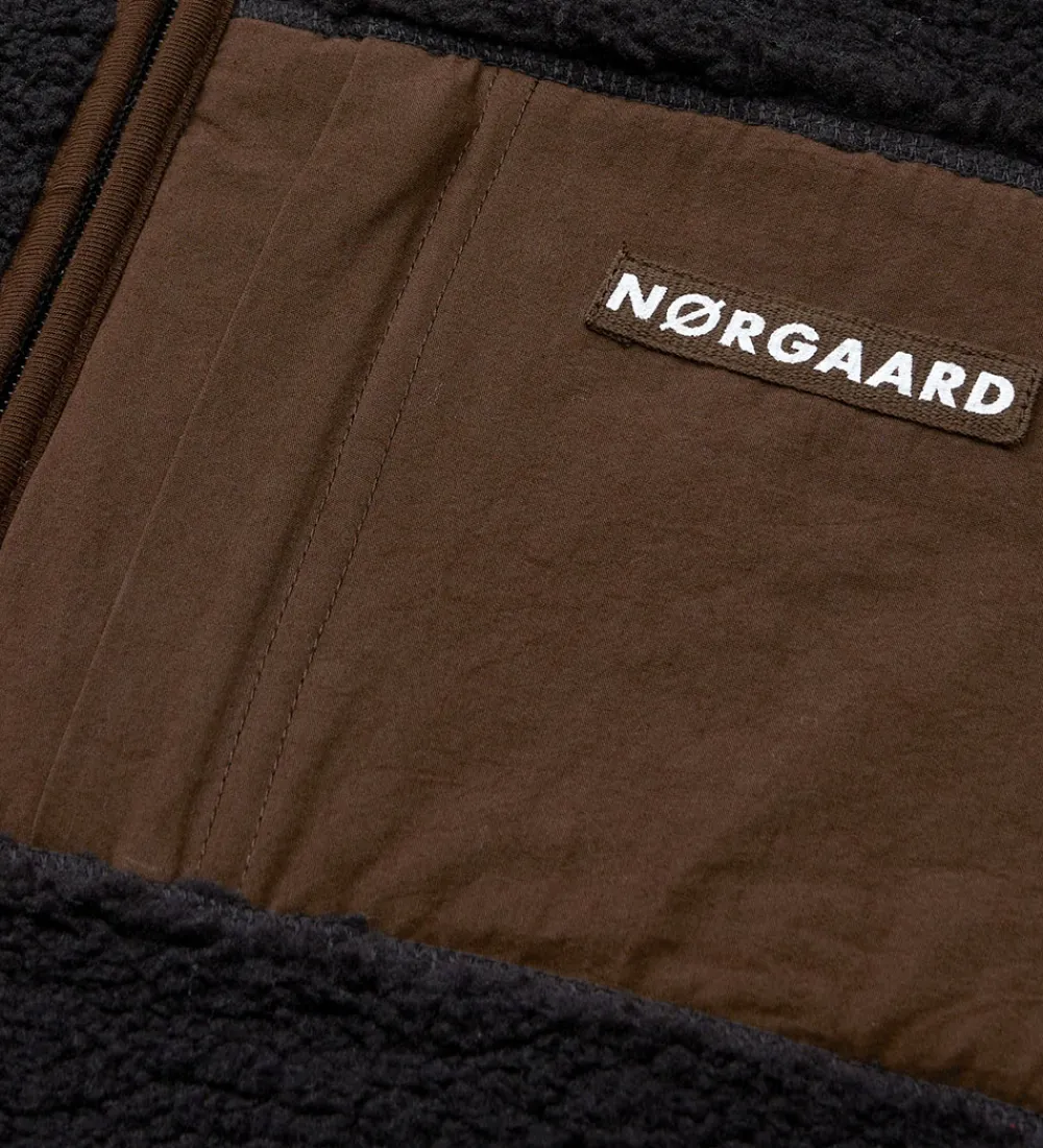 Mads Nørgaard Fleece*Fleecejakke - Teddy - Jeffo - Jet Black m. Brun