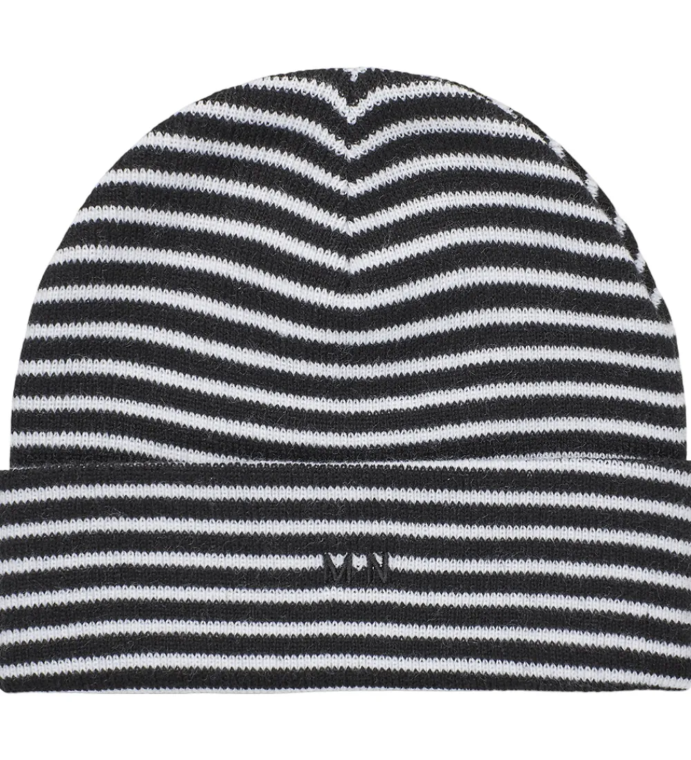 Huer Og Hatte-Mads Nørgaard Hue - Strik - Isak Ambas Stripe - Sort/Hvid