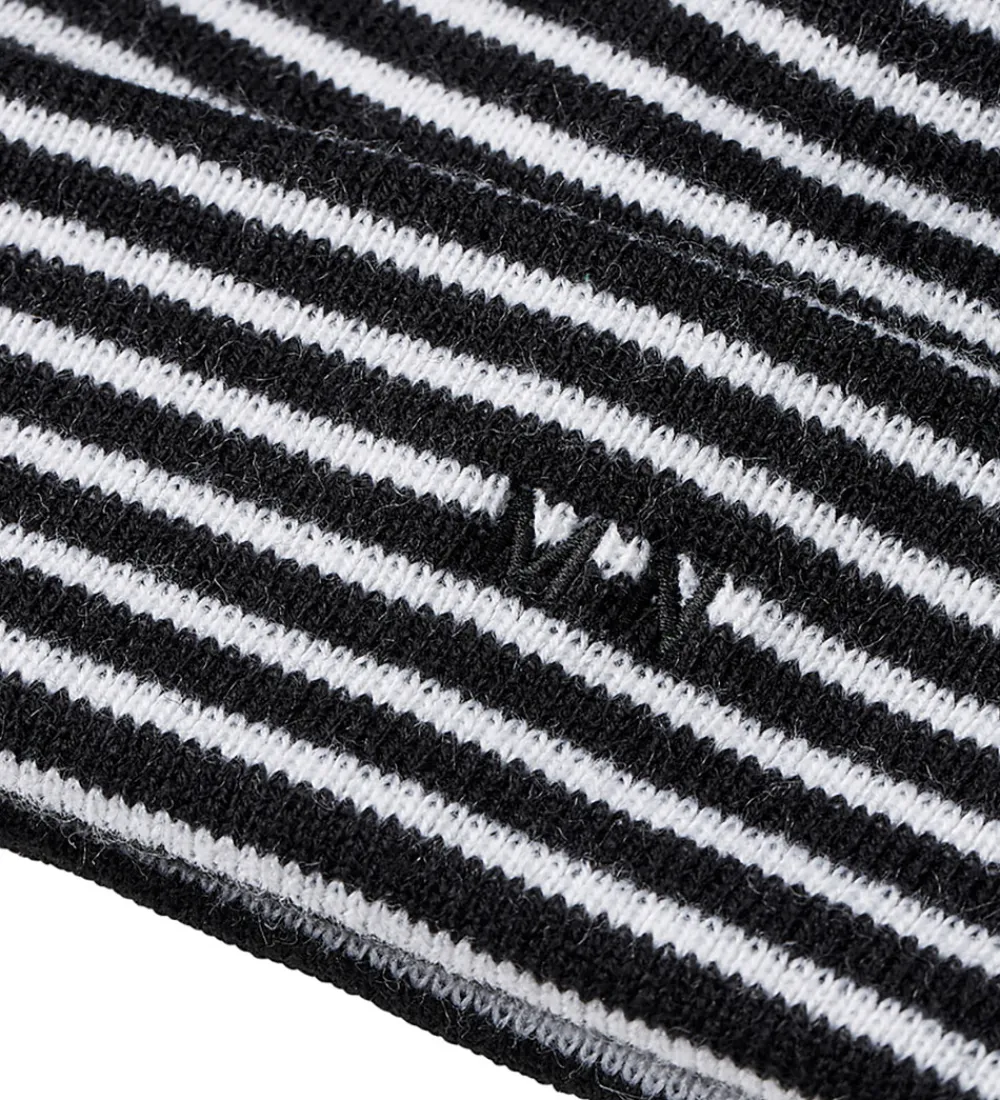 Huer Og Hatte-Mads Nørgaard Hue - Strik - Isak Ambas Stripe - Sort/Hvid