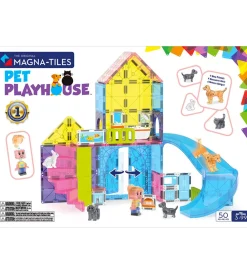 Magnetlegetøj|Konstruktionslegetøj-Magna-Tiles Magna Tiles Magnetsæt - 50 Dele - Pet Playhouse + MicroMAGS