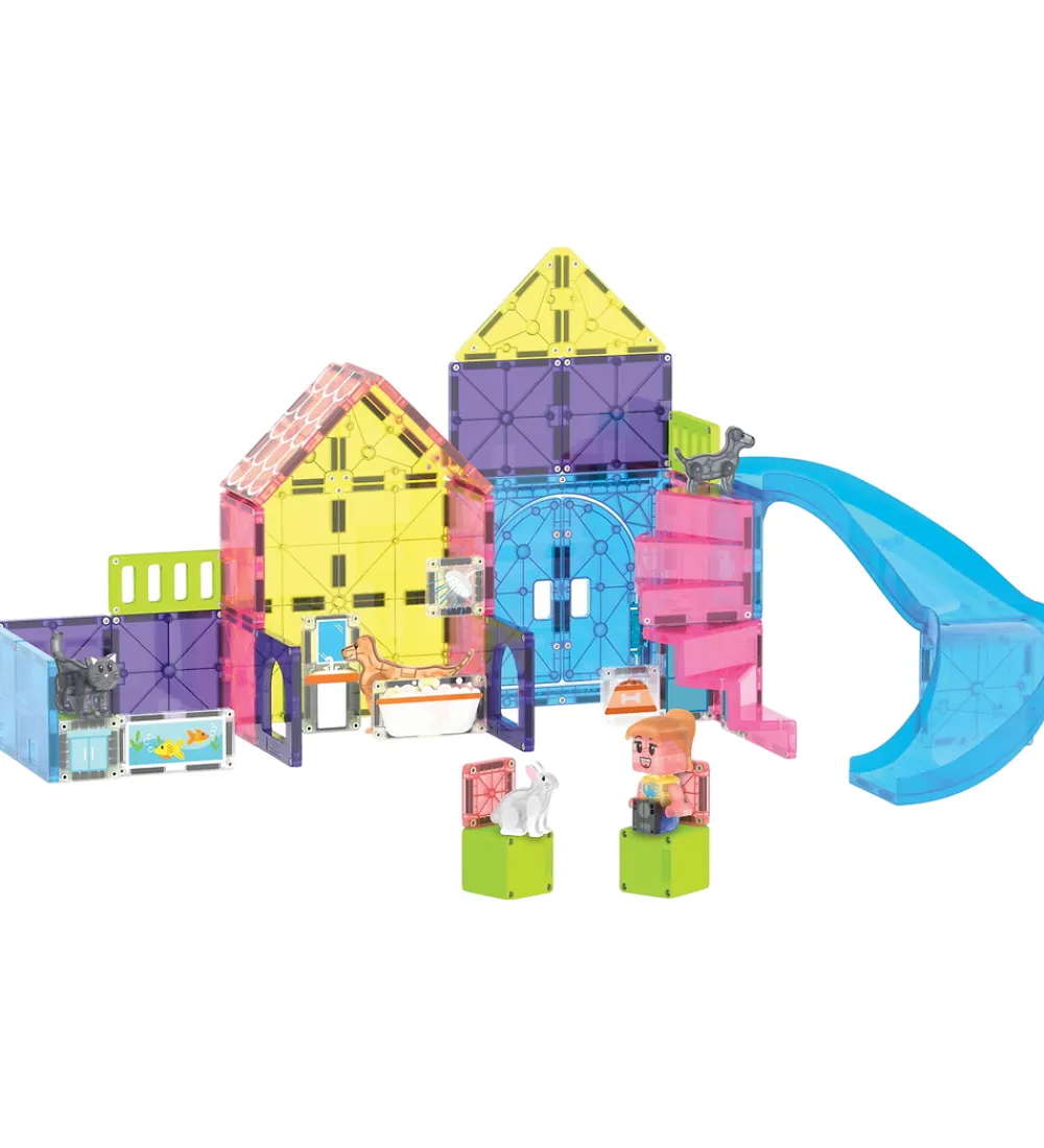 Magnetlegetøj|Konstruktionslegetøj-Magna-Tiles Magna Tiles Magnetsæt - 50 Dele - Pet Playhouse + MicroMAGS