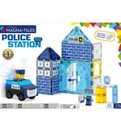 Magnetlegetøj|Konstruktionslegetøj-Magna-Tiles Magnetsæt - 35 Dele - Police Station + MicroMAGS