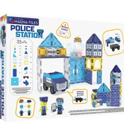Magnetlegetøj|Konstruktionslegetøj-Magna-Tiles Magnetsæt - 35 Dele - Police Station + MicroMAGS