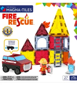Magnetlegetøj|Konstruktionslegetøj-Magna-Tiles Magnetsæt - 27 Dele - Fire Rescue + MicroMAGS