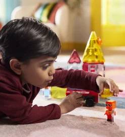 Magnetlegetøj|Konstruktionslegetøj-Magna-Tiles Magnetsæt - 27 Dele - Fire Rescue + MicroMAGS