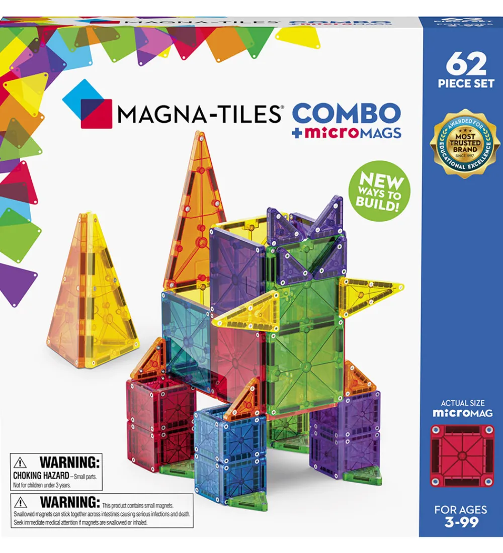 Magnetlegetøj-Magna-Tiles Magnetsæt - 62 Dele - MicroMAGS & Combo