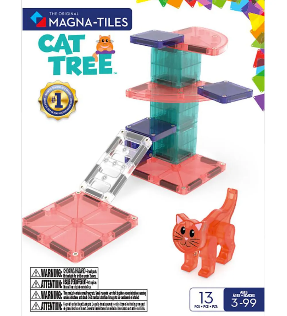 Magna-Tiles Magnetlegetøj|Konstruktionslegetøj*Magnetsæt - 13 Dele - Cat Tree + MicroMAGS