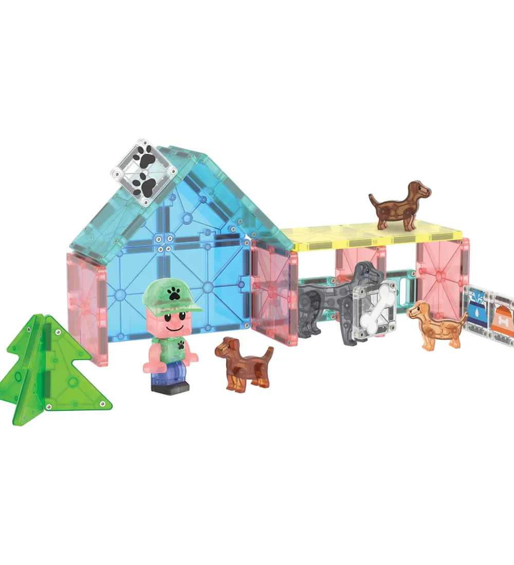Magnetlegetøj|Konstruktionslegetøj-Magna-Tiles Magnetsæt - 27 Dele - Doggy Daycare + MicroMAGS