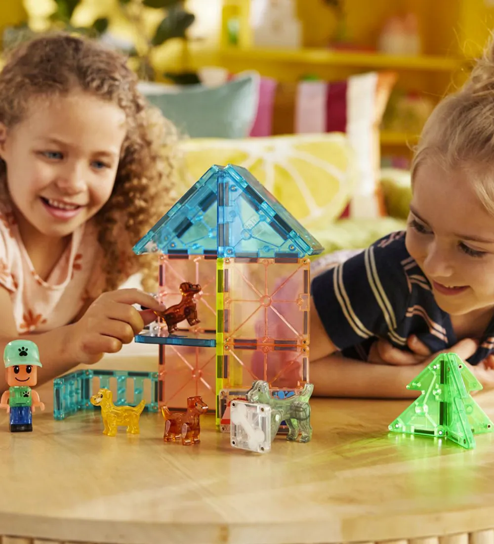 Magnetlegetøj|Konstruktionslegetøj-Magna-Tiles Magnetsæt - 27 Dele - Doggy Daycare + MicroMAGS