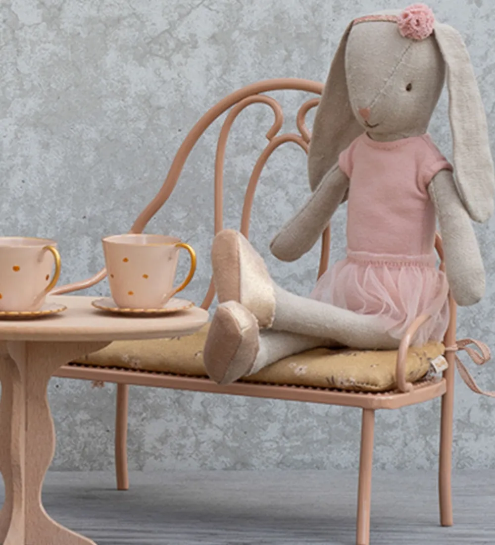 Dukker Og Tilbehør-Maileg Miniature Vintage Bænk - Mini - Rosa