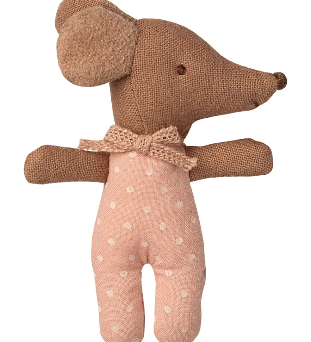 Dukker Og Tilbehør-Maileg Mus - Baby Mus i Tændstikæske - Rosa