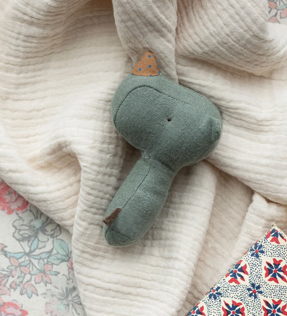 Gribelegetøj-Maileg Rangle - Lullaby Friends - Næsehorn - Dusty Blue