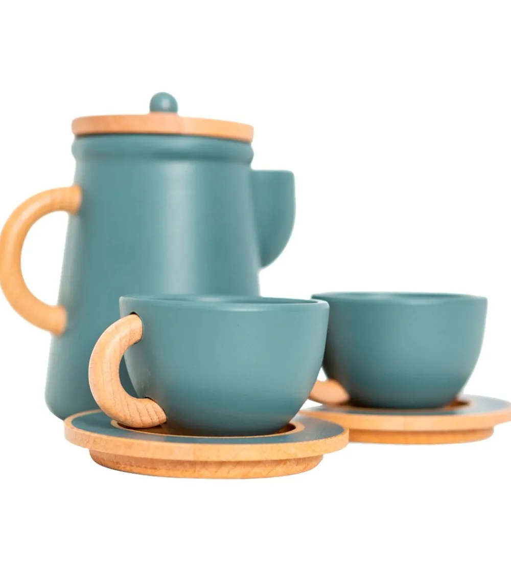 Legemad|Legekøkken Og Legemøbel-MaMaMeMo Kaffestel - Træ - Emerald Green