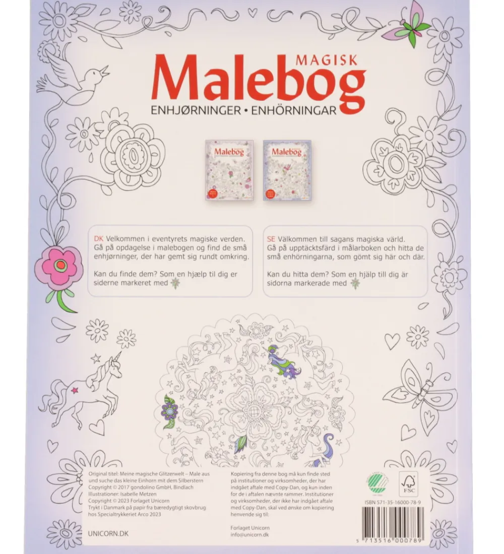 Malebog-Mandalas Malebog - Magisk - Enhjørninger