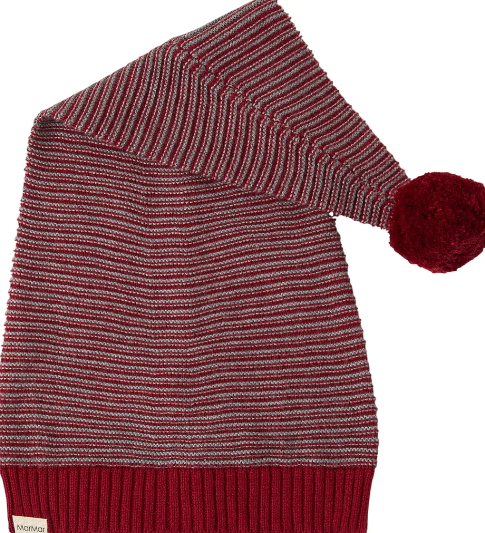 MarMar Juletøj|Huer Og Hatte*Nissehue - Strik - Alfen - Hibiscus Red Stripe