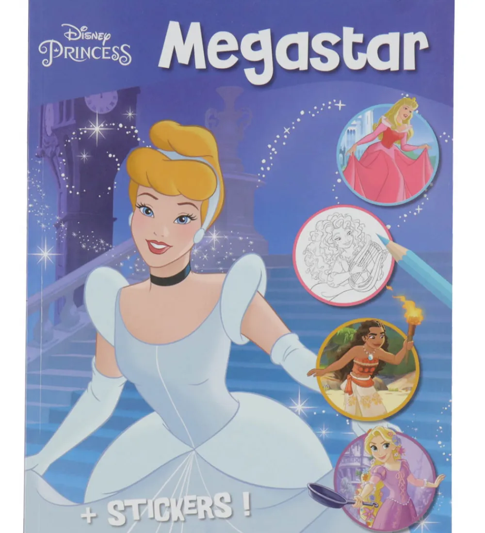 Malebog-Megastar Malebog m. Klistermærker - 128 Sider - Disney Princess