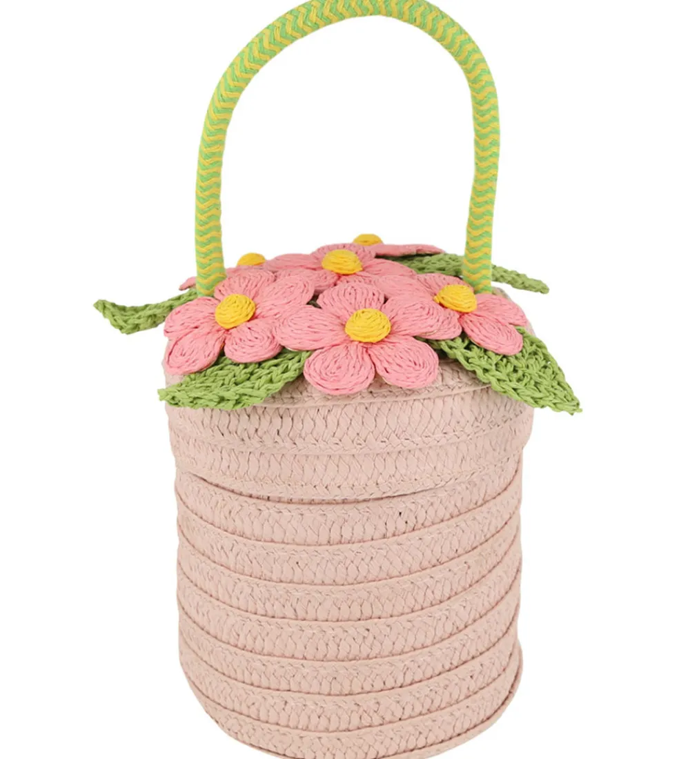 Meri Meri Kurve|Opbevaring*Stråtaske - Blomster - Kurv - 13x18 cm - Rosa