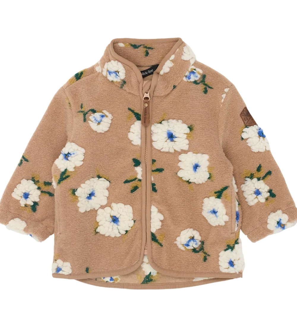 Fleece-Mikk-Line Fleecejakke - Chipmunk m. Blomster