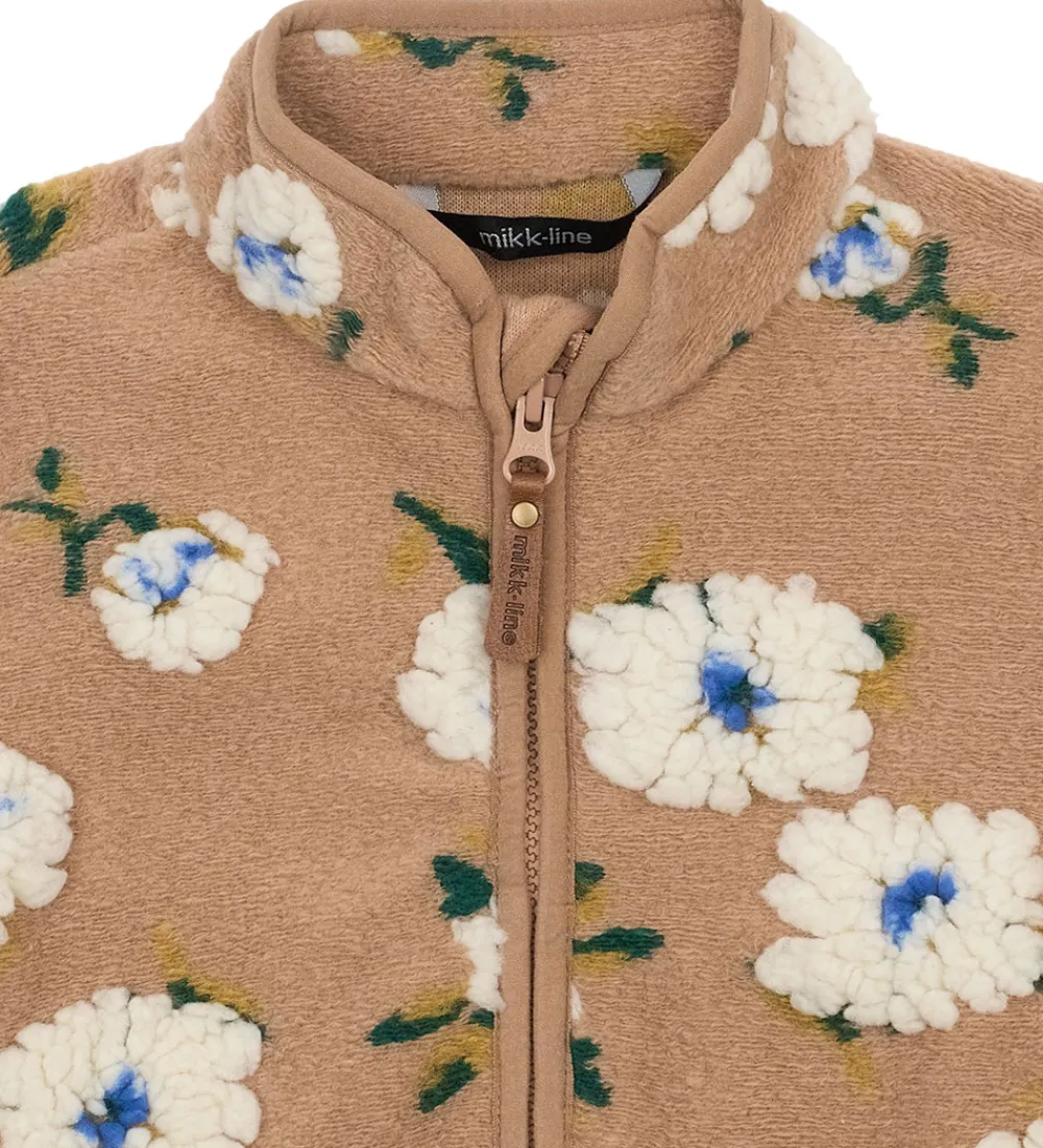 Fleece-Mikk-Line Fleecejakke - Chipmunk m. Blomster