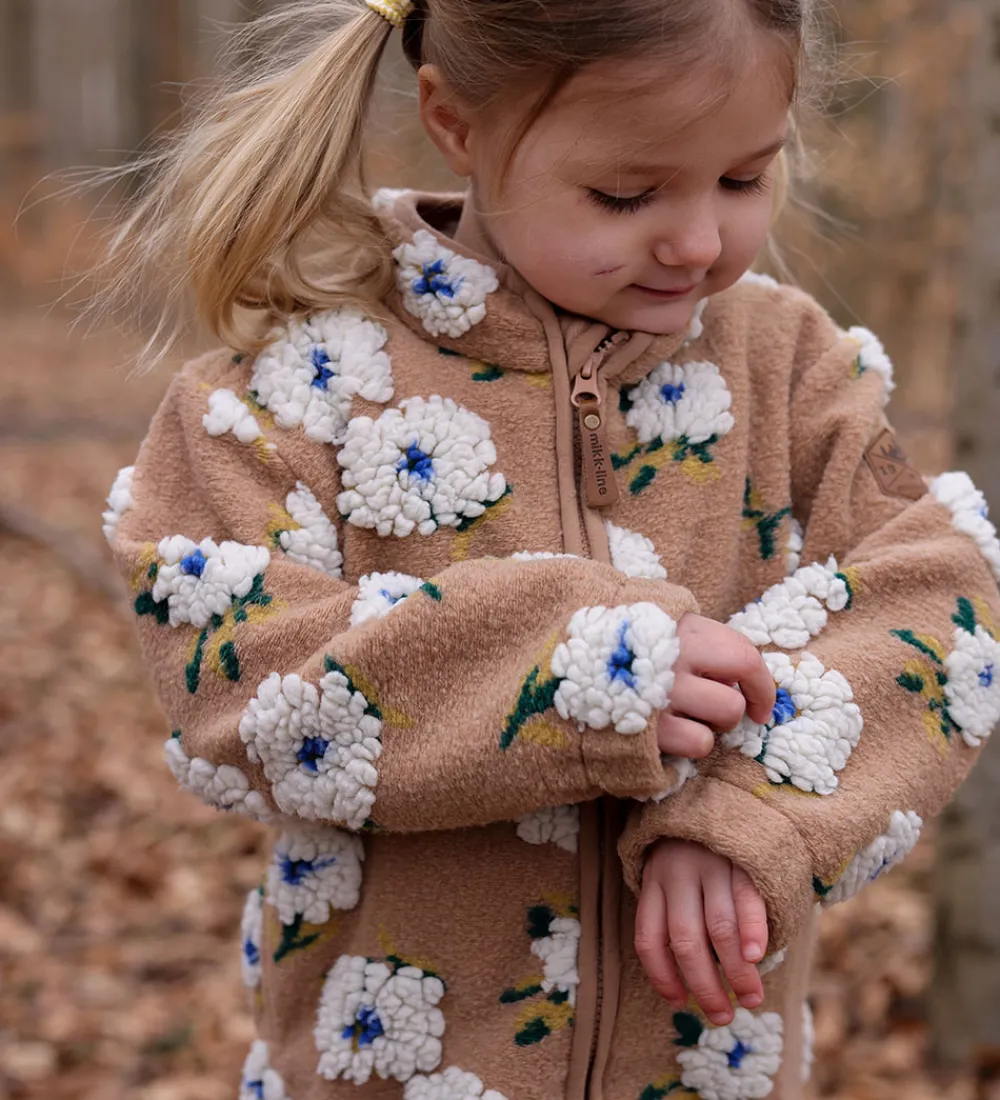 Fleece-Mikk-Line Fleecejakke - Chipmunk m. Blomster