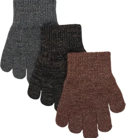 Mikk-Line Handsker Og Luffer*Handsker - Uld/Polyamid - 3-pak - French Roast-Black-A