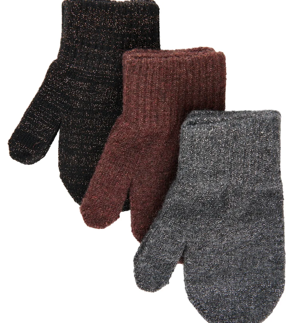 Mikk-Line Handsker Og Luffer*Luffer - Uld/Polyamid - 3-pak - French Roast-Black-An