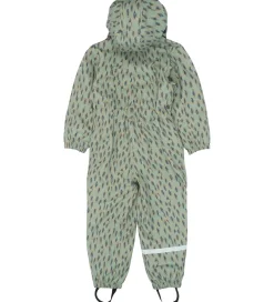 Regntøj-Mikk-Line Regndragt m. Fleece - PU - Iceberg Green m. Print
