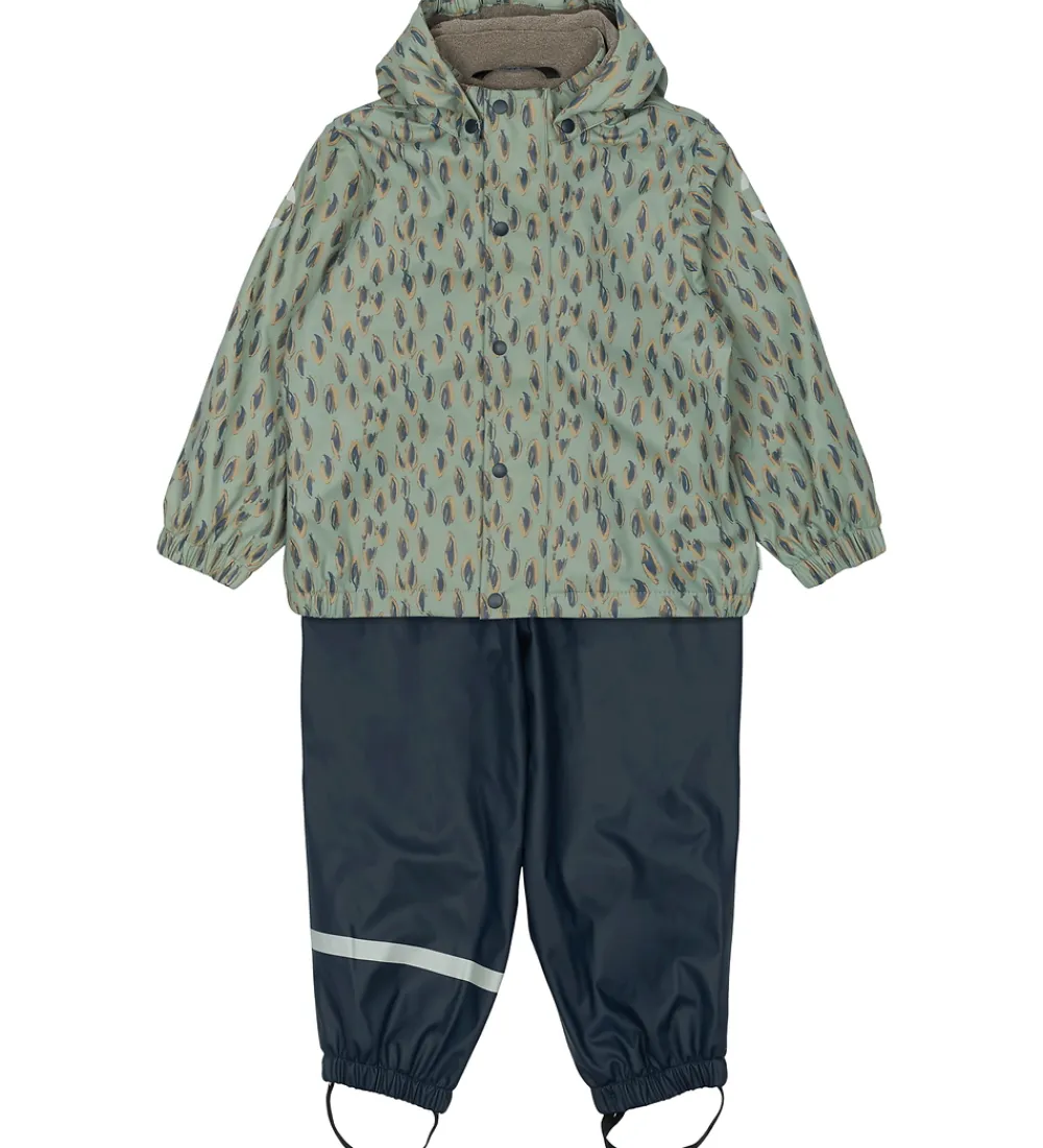 Regntøj-Mikk-Line Regntøj m. Fleece - PU - Iceberg Green